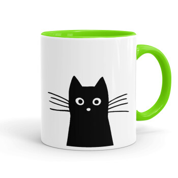 Black Cat, Mug colored light green, ceramic, 330ml