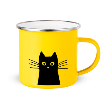 Black Cat, Yellow Enamel Metallic Cup 360ml