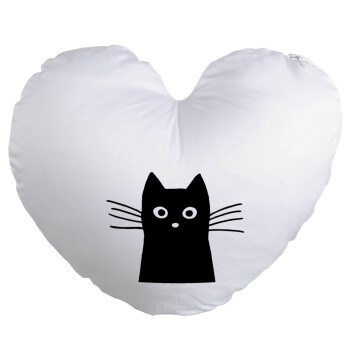 Μαύρη γάτα, Μαξιλάρι καναπέ καρδιά 40x40cm περιέχεται το  γέμισμα
