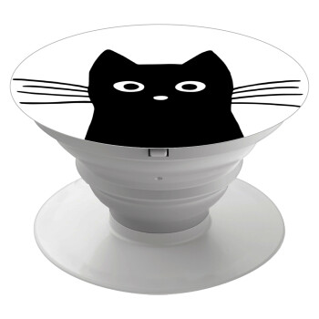 Μαύρη γάτα, Pop Socket Λευκό Βάση Στήριξης Κινητού στο Χέρι