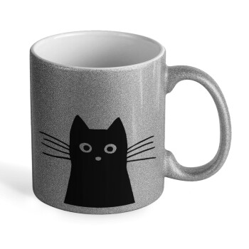 Black Cat, Κούπα Ασημένια Glitter που γυαλίζει, κεραμική, 330ml