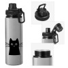 Metallic water bottle with safety cap, 850ml aluminum