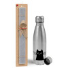 Easter Set, metallic Inox water bottle (750ml) & aromatic flat Easter candle (30cm) (GRAY)