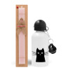 Easter Set, metallic aluminum bottle (500ml) & aromatic flat Easter candle (30cm) (PINK)