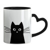 Mug heart black handle, ceramic, 330ml