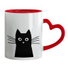 Mug heart red handle, ceramic, 330ml