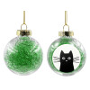 Στολίδι Χριστουγεννιάτικη μπάλα δένδρου διάφανη με πράσινο γέμισμα 8cm