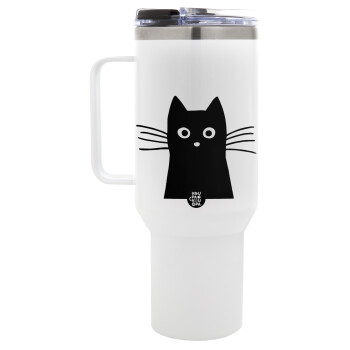 Black Cat, Mega Stainless steel Tumbler with lid, double wall 1,2L