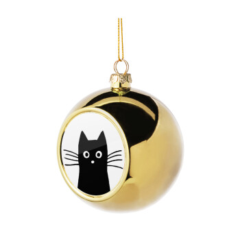 Μαύρη γάτα, Χριστουγεννιάτικη μπάλα δένδρου Χρυσή 8cm