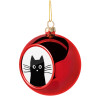 Μαύρη γάτα, Χριστουγεννιάτικη μπάλα δένδρου Κόκκινη 8cm
