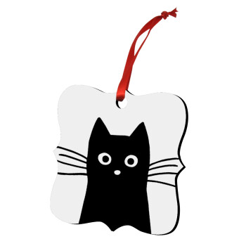 Μαύρη γάτα, Χριστουγεννιάτικο στολίδι polygon ξύλινο 7.5cm