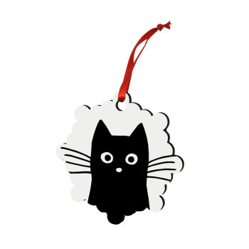 Μαύρη γάτα, Χριστουγεννιάτικο στολίδι snowflake ξύλινο 7.5cm