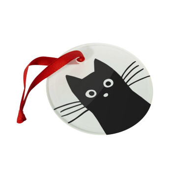 Μαύρη γάτα, Χριστουγεννιάτικο στολίδι γυάλινο 9cm