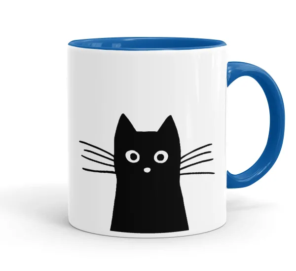 Black Cat — Mug colored blue, ceramic, 330ml