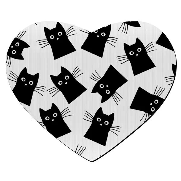 Black Cat — Mousepad heart 23x20cm