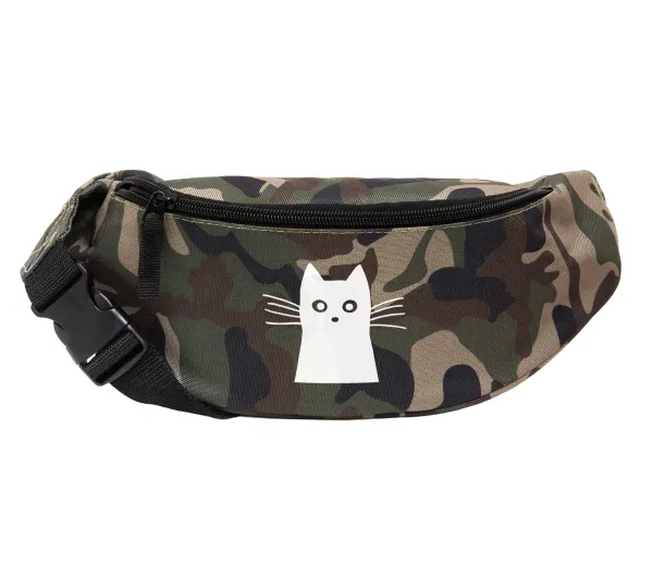 Black Cat — Unisex waist bag (banana) in Jungle camouflage color with 2 pockets