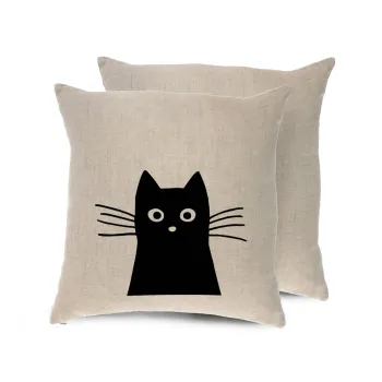 Black Cat, Μαξιλάρι καναπέ ΛΙΝΟ 40x40cm περιέχεται το  γέμισμα