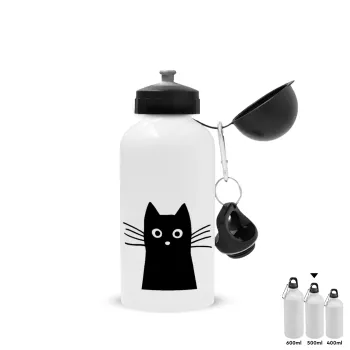 Μαύρη γάτα, Μεταλλικό παγούρι νερού, Λευκό, αλουμινίου 500ml