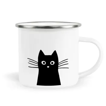 Black Cat, Metallic enamel cup white 360ml