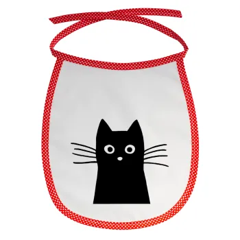 Μαύρη γάτα, Σαλιάρα μωρού αλέκιαστη με κορδόνι Κόκκινη