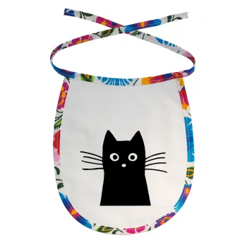 Black Cat, Σαλιάρα μωρού αλέκιαστη με κορδόνι Χρωματιστή