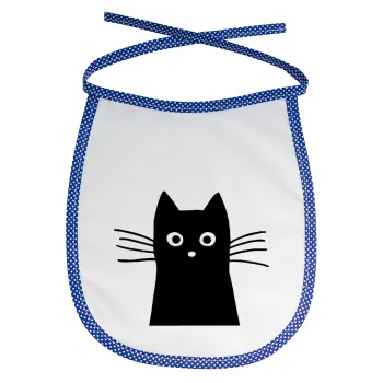 Μαύρη γάτα, Σαλιάρα μωρού αλέκιαστη με κορδόνι Μπλε