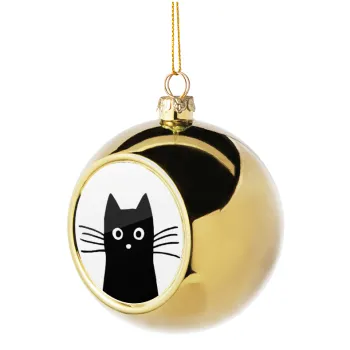Μαύρη γάτα, Στολίδι Χριστουγεννιάτικη μπάλα δένδρου Χρυσή 8cm