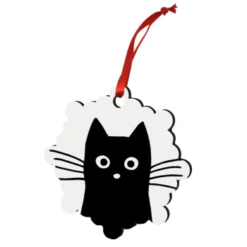 Μαύρη γάτα, Στολίδι Χριστουγεννιάτικο στολίδι snowflake ξύλινο 7.5cm