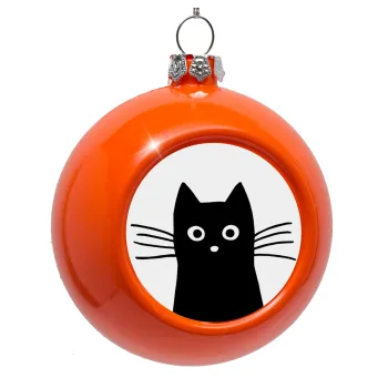 Μαύρη γάτα, Στολίδι Χριστουγεννιάτικη μπάλα δένδρου Πορτοκαλί 8cm