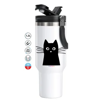 Black Cat, Mega Stainless steel Tumbler with lid, double wall 1,2L