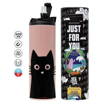 Black Cat, Tumbler stainless steel PINK 600ml