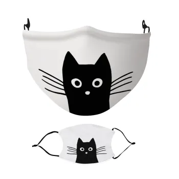 Black Cat, Μάσκα υφασμάτινη Ενηλίκων πολλαπλών στρώσεων με υποδοχή φίλτρου