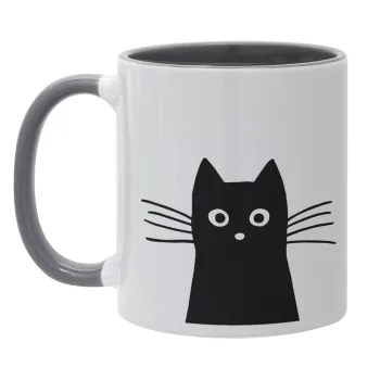 Black Cat, Mug colored grey, ceramic, 330ml
