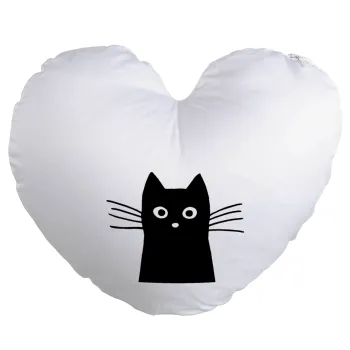 Μαύρη γάτα, Μαξιλάρι καναπέ καρδιά 40x40cm περιέχεται το  γέμισμα