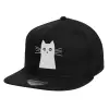 Children's Flat Snapback Hat, Black (100% COTTON, CHILD, UNISEX, ONE SIZE)