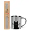 Easter Set, metallic thermal cup (300ml) & Easter aromatic flat candle (30cm) (GRAY)