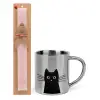 Easter Set, metallic thermal cup (300ml) & aromatic flat Easter candle (30cm) (PINK)