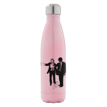 Pulp Fiction 3 meter away, Metal mug thermos Pink Iridiscent (Stainless steel), double wall, 500ml