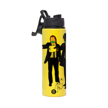 Pulp Fiction 3 meter away, Μεταλλικό παγούρι νερού με καπάκι ασφαλείας, αλουμινίου 850ml