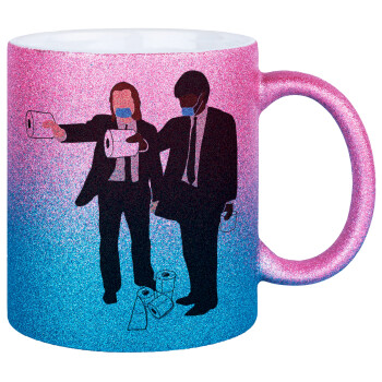 Pulp Fiction 3 meter away, Κούπα Χρυσή/Μπλε Glitter, κεραμική, 330ml