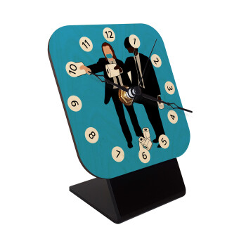 Pulp Fiction 3 meter away, Quartz Table clock in natural wood (10cm)
