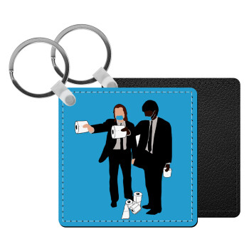 Pulp Fiction 3 meter away, Μπρελόκ Δερματίνη, τετράγωνο ΜΑΥΡΟ (5x5cm)