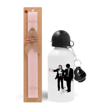 Pulp Fiction 3 meter away, Easter Set, metallic aluminum bottle (500ml) & aromatic flat Easter candle (30cm) (PINK)