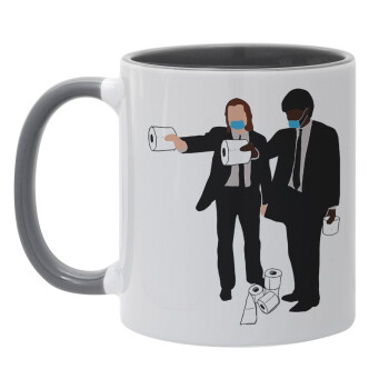 Pulp Fiction 3 meter away, Κούπα χρωματιστή γκρι, κεραμική, 330ml