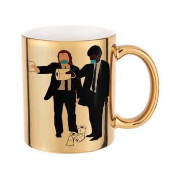 Pulp Fiction 3 meter away, Mug ceramic, gold mirror, 330ml