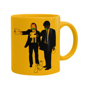 Pulp Fiction 3 meter away, Ceramic coffee mug yellow, 330ml (1pcs)