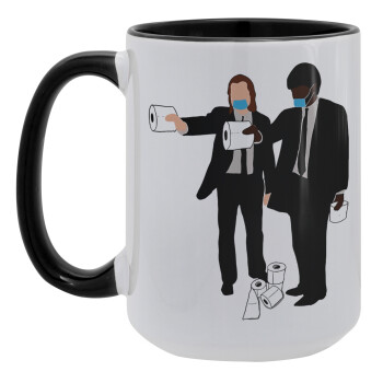 Pulp Fiction 3 meter away, Κούπα Mega 15oz, κεραμική Μαύρη, 450ml