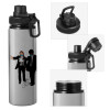 Metallic water bottle with safety cap, 850ml aluminum