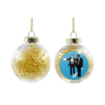 Pulp Fiction 3 meter away, Χριστουγεννιάτικη μπάλα δένδρου διάφανη με χρυσό γέμισμα 8cm