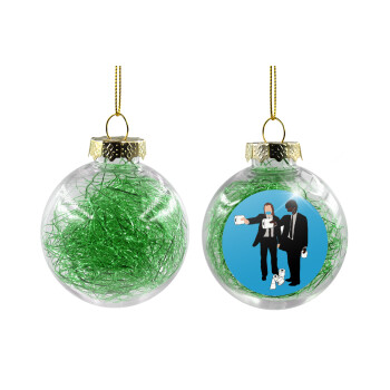 Pulp Fiction 3 meter away, Χριστουγεννιάτικη μπάλα δένδρου διάφανη με πράσινο γέμισμα 8cm